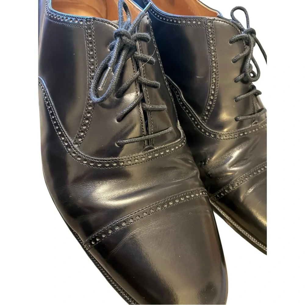 👞 Caporicci Handmade Italian Leather Cap-Toe Oxford Shoes - Black - Men’s 13M